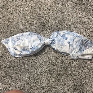 Floral Blue and White Bikini Top